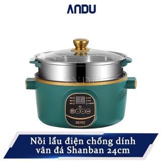 Nồi Lẩu Điện Đa Năng Chống Dính Electric cooker pot,  Nồi Lẩu Gia Đình Shanban 24cm Kèm Hấp Inox Cao Cấp