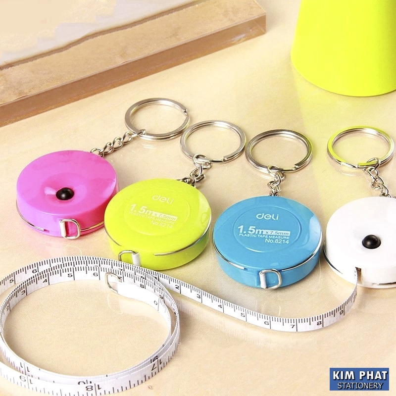 Thước dây cuộn tự động DELI Hình tròn Dài 1.5m, đo chiều cao, đo 3 vòng tiện dụng 8214