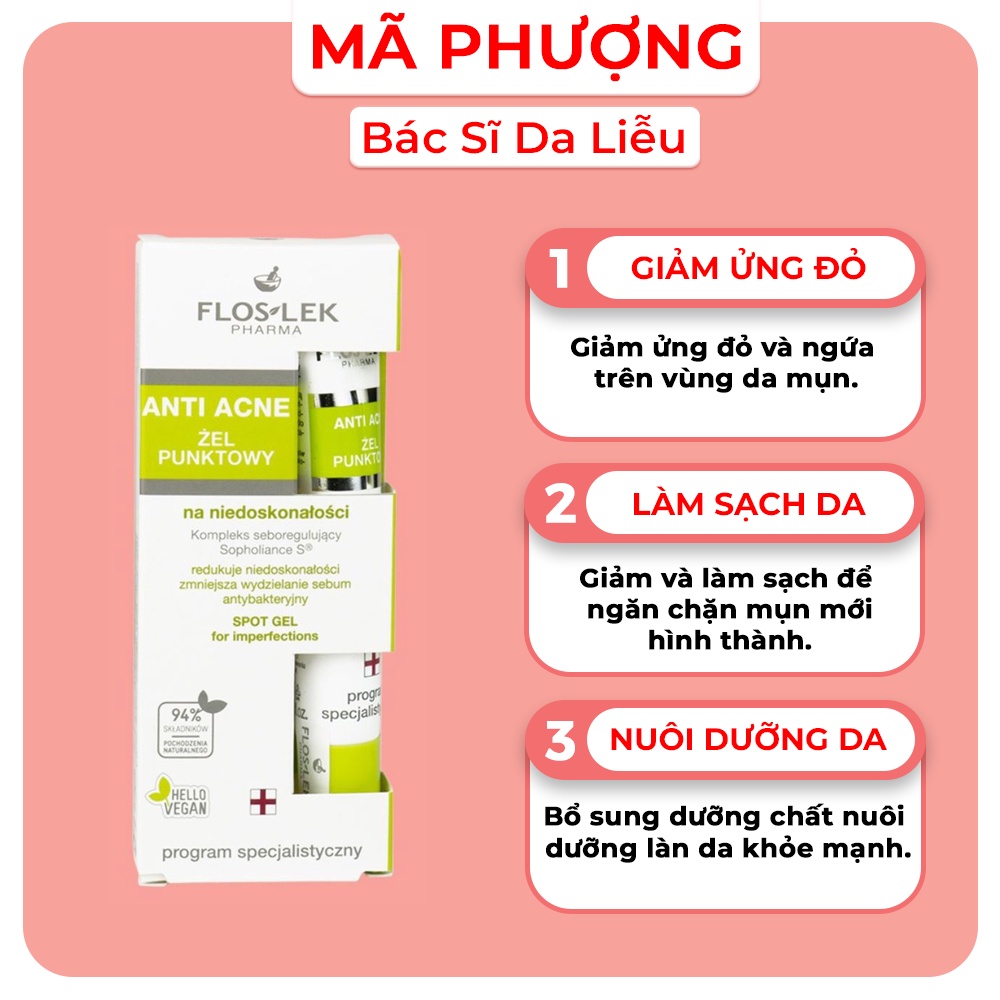[CHÍNH HÃNG] Kem bôi giảm mụn FLOSLEK ANTI ACNE SPOT GEL FOR IMPERFECTION 20ml