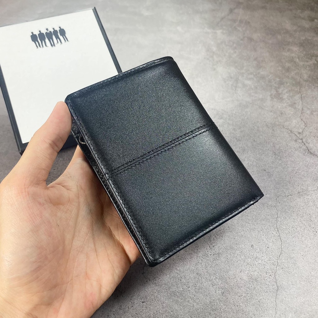 ví nam đứng da thật nhập black men thời trang công sở có hộp bh 12 tháng