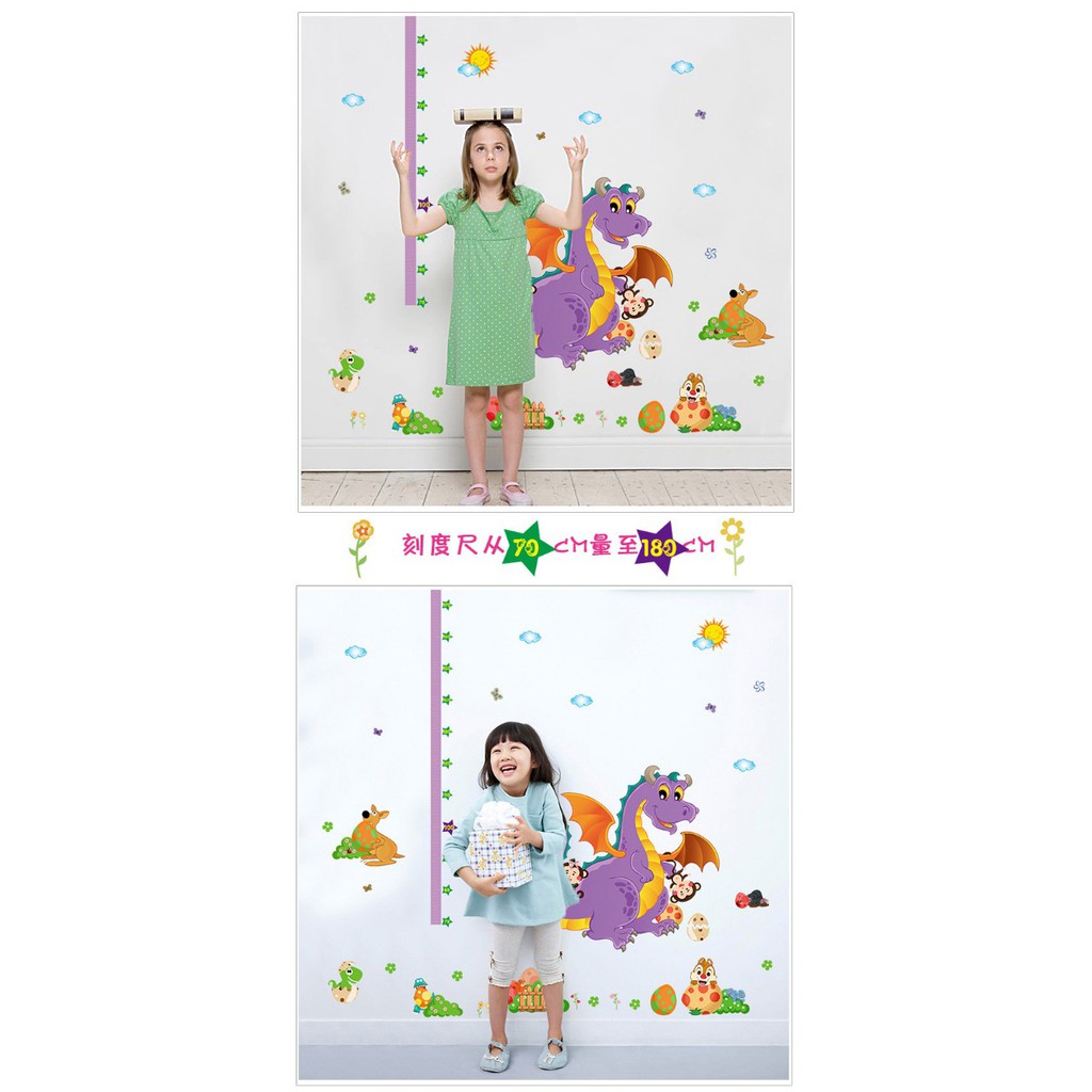 Tranh decal dán tường KHỦNG LONG ĐO CHIỀU CAO cho bé - Decal dán tường