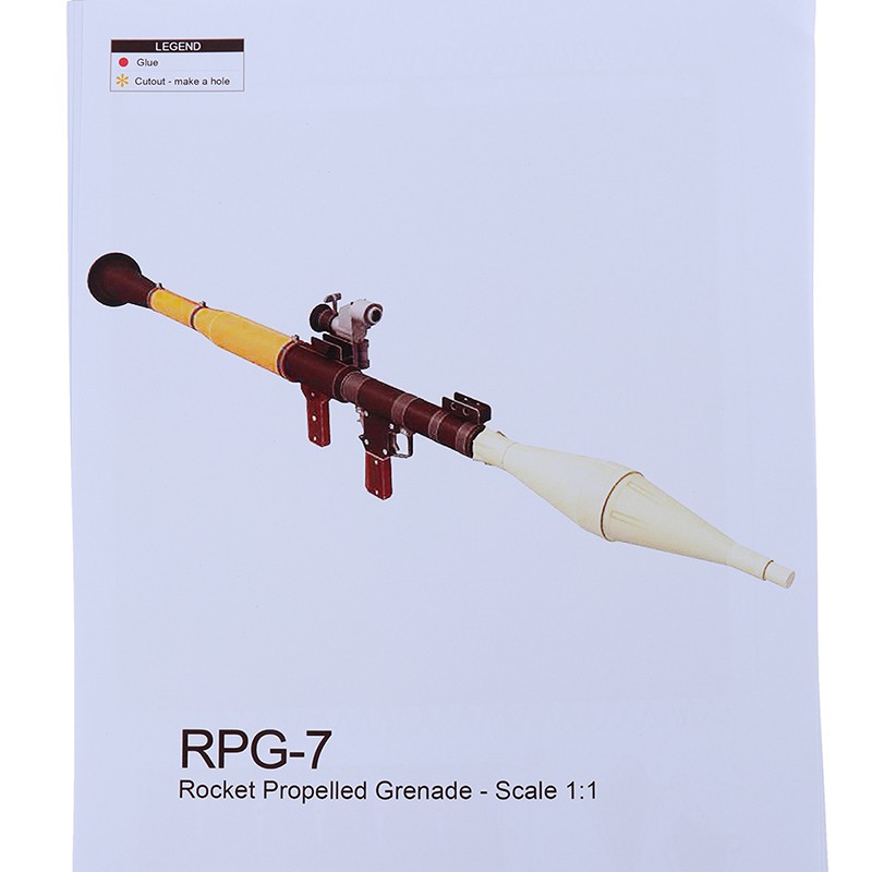 HBVN belle 1/1 Scale RPG-7 Rocket Bazooka Launcher 3D Paper Craft Model Puzzle Kit To modish