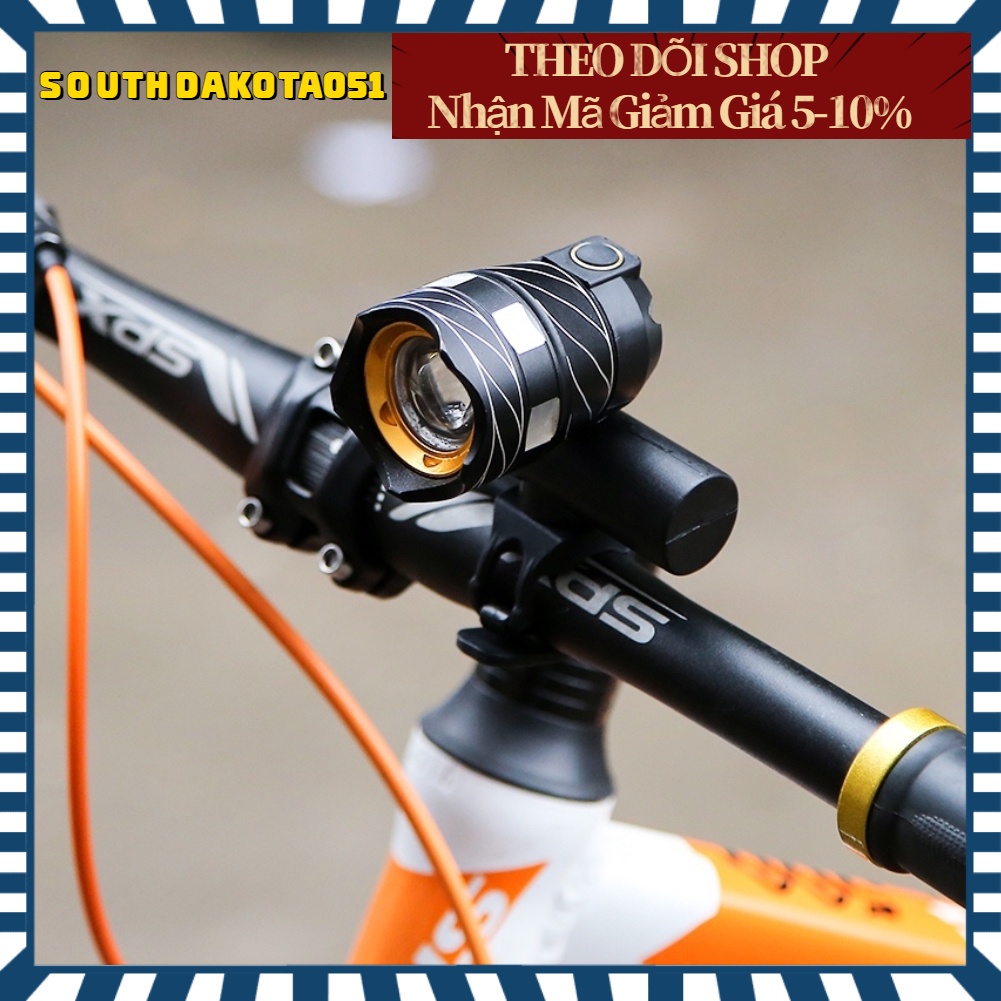 Hàng Sẵn Đèn pin với 3 chế độ có cáp sạc usb cho xe đạp Đèn pha xe đạp【Southdakota051】