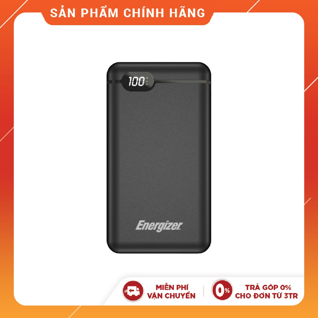 Sạc dự phòng Energizer 20,000mAh/3.7V Li-Polymer - UE20003PQBK tích hợp power Delivery