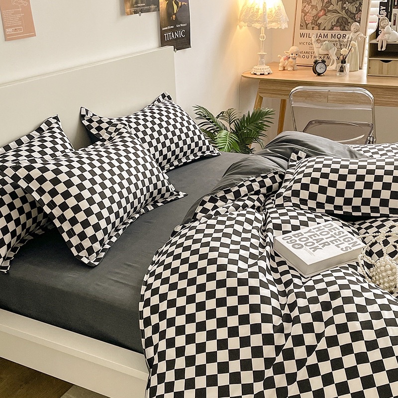 Bộ chăn ga gối poly cotton: hoạ tiết bàn cờ hot trend | BigBuy360 - bigbuy360.vn