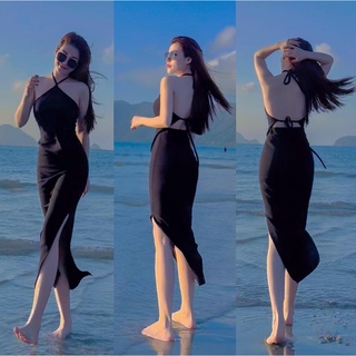 Set Áo Hở Lưng Cột Nơ Kèm Chân Váy Xẻ