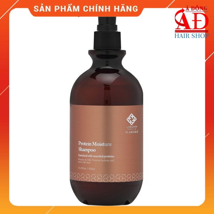[+Tặng mũ trùm] Dầu gội phục hồi dưỡng ẩm Protein Livegain Elabore Moisture cho tóc tẩy nhuộm uốn 450ml