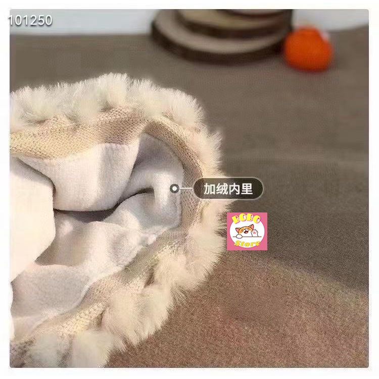 Mũ len quả bông nhiều màu mix lông thỏ mềm mịn ấm áp