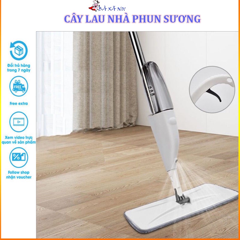 Cây lau nhà phun sương thông minh đầu xoay 360 độ kèm bình xịt nước lau sàn- Chổi lau nhà thông minh Aurora mã bx01