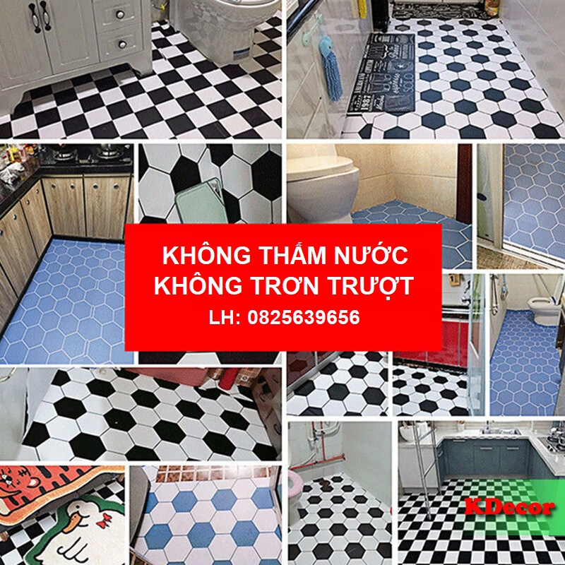 COMBO 5 MÉT GIẤY DÁN SÀN LOẠI DÀY cao cấp chống nước, chống trơn trượt có sẵn keo khổ 60cm