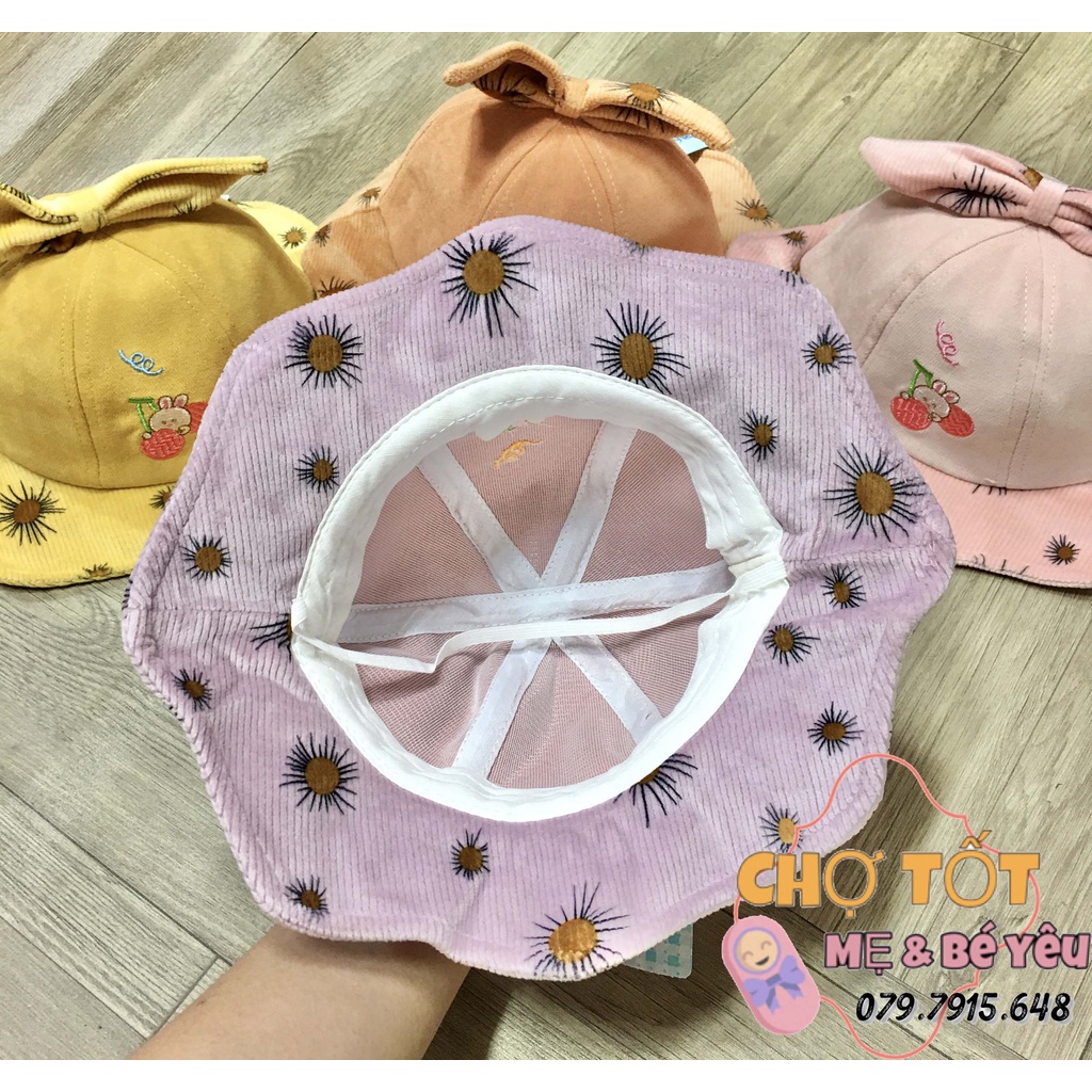 [ẢNH THẬT] Mũ, Nón Bèo Cho Bé Gái Vải Nhung Mềm (12-24 tháng)