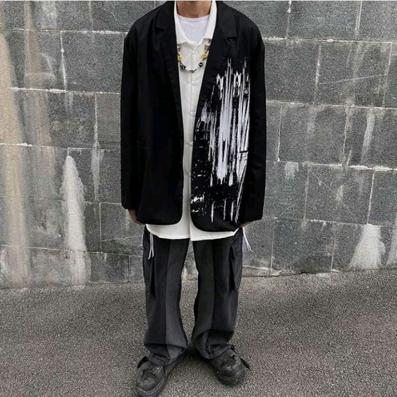 Áo vest Unisex tay dài siêu ngầu| Áo Blazer đen