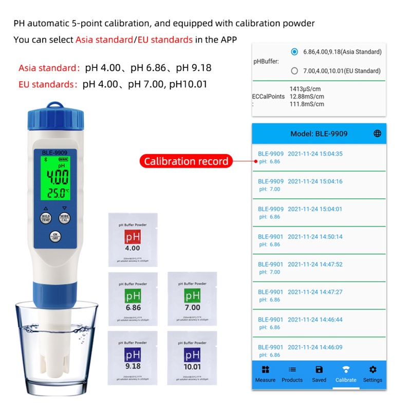 Bút Kiểm Tra Chất Lượng Nước 5 Trong 1 TDS / EC / PH / Salinity / Nhiệt Độ Nước