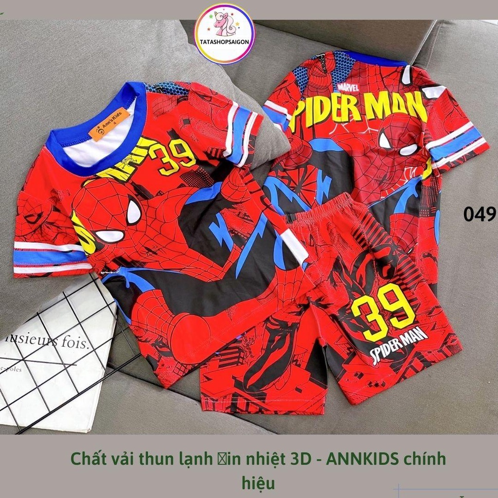 049 Bộ đùi bé trai đồ bộ siêu nhân bé trai size đại thun lạnh in 3D mềm mát 22 đến 40kg
