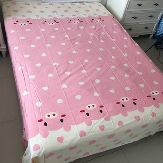 Vải may chăn ga áo gối,gối ôm khổ 2m35 hình heo hồng