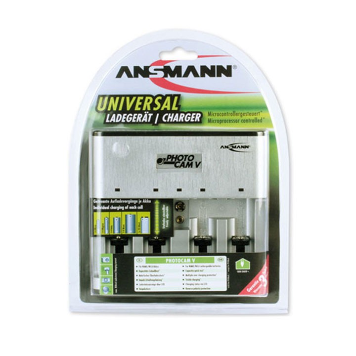 Bộ sạc đa năng Ansmann ( Đại, Trung, 9V, AA, AAA )