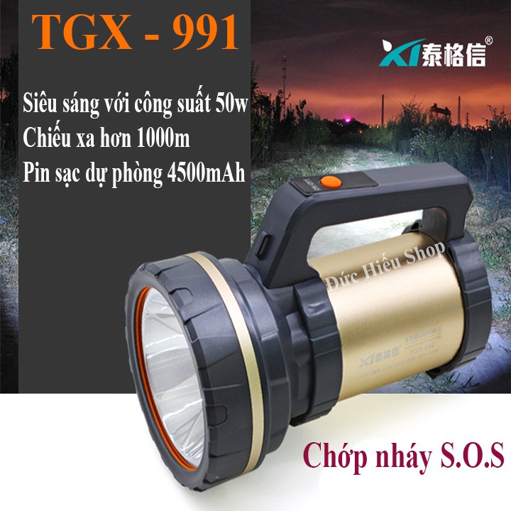 [ Hàng chất lượng ] Đèn pin SIÊU SÁNG 50w kiêm sạc dự phòng TGX-991