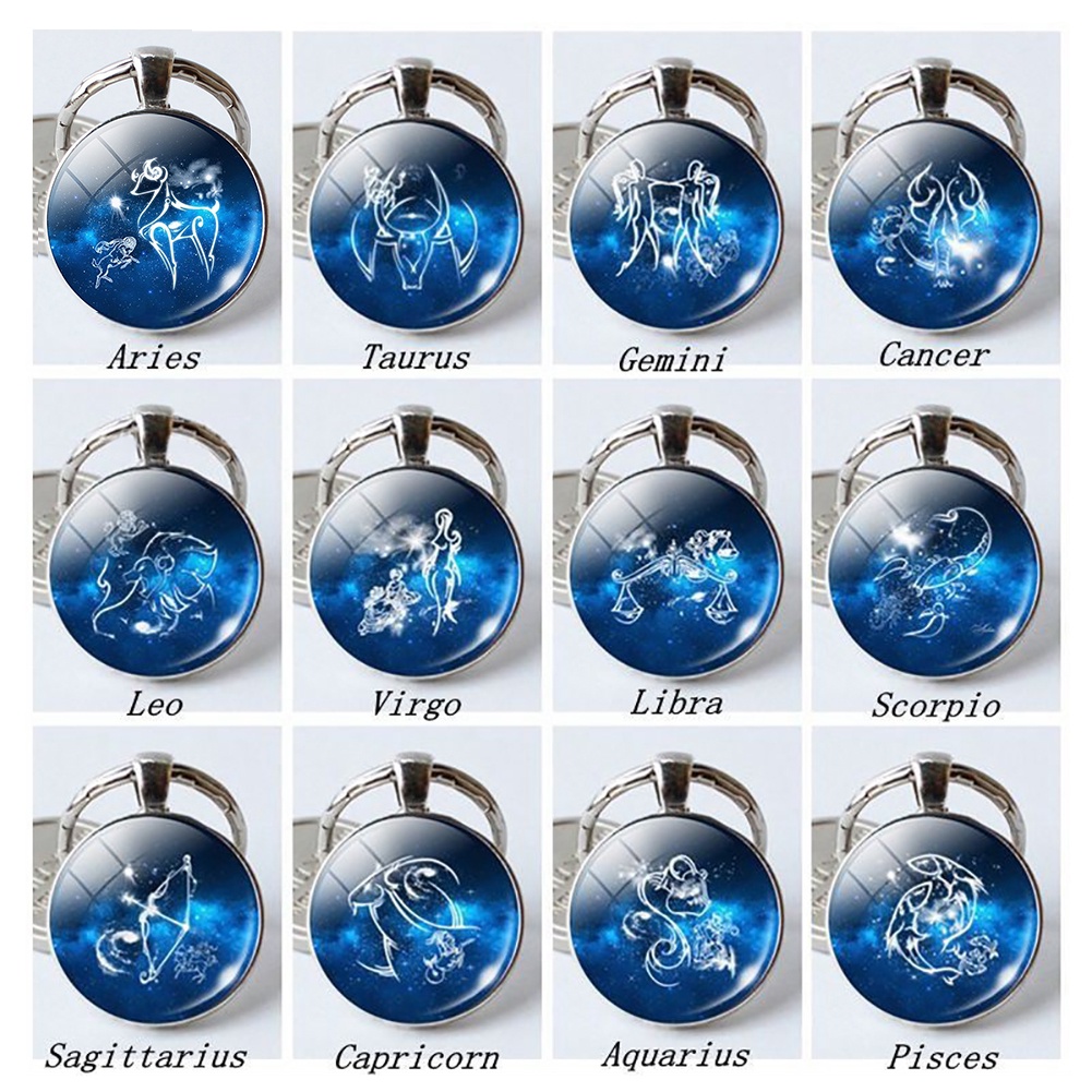 Móc khóa họa tiết 12 cung hoàng đạo đáng yêu thời trang