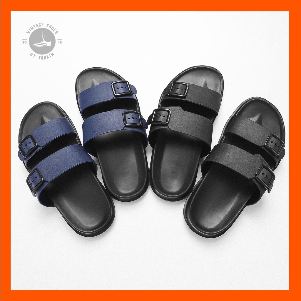 Dép Cao su nam BIRKEN STOCK quai ngang Đế SOFT FOAM siêu mềm nhẹ unisex CHỐNG THẤM MỒ HÔI chịu nước thương hiệu TONKIN