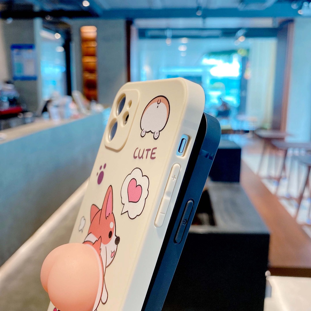 Cute 3D Cartoon Soft Dog Corgi Silicone Butt Phone Case For iPhone 11 12 Pro Max 7 8 Plus SE2020 X XR XS Mini Cover Funda Coque