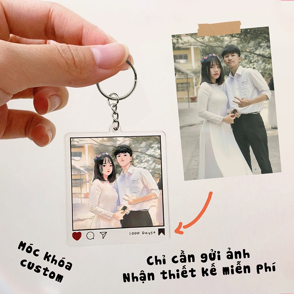 Móc khóa tranh vẽ hoạt hình dễ thương theo yêu cầu quà tặng lưu niệm