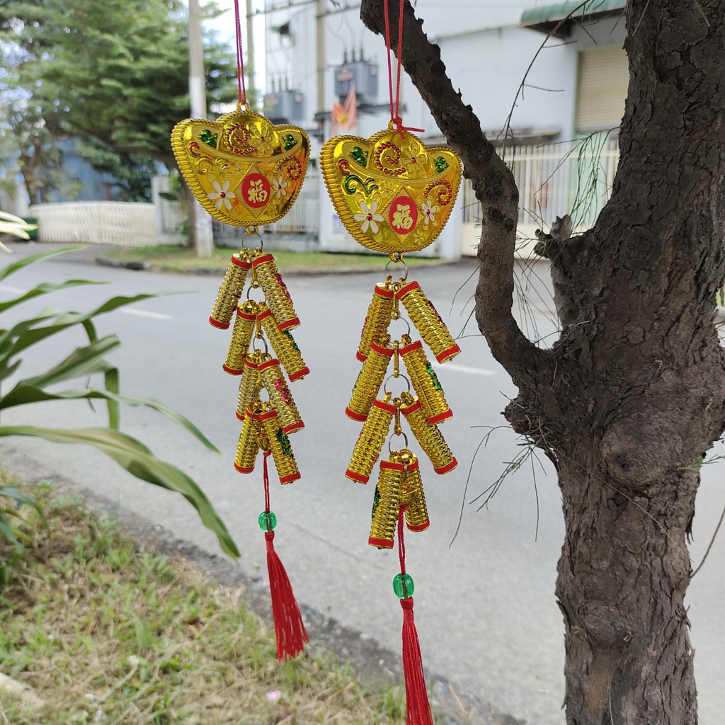 Dây treo trang trí tết thỏi vàng hoa A31
