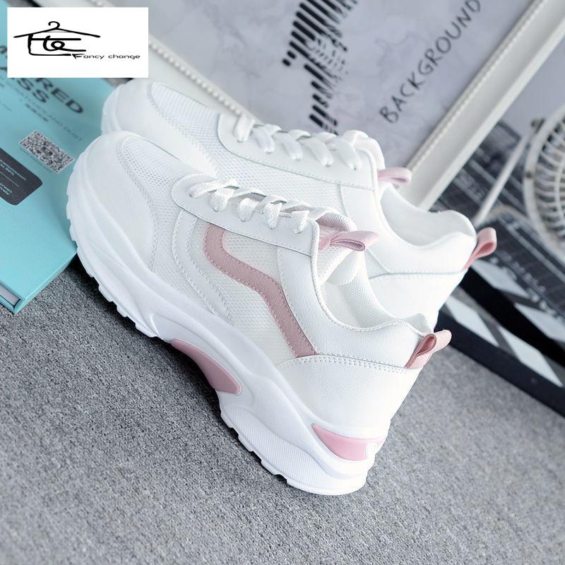 Giày Thể Thao Da Đế Dày Phối Lưới Thoáng Khí Thoải Mái Dễ Phối Đồ