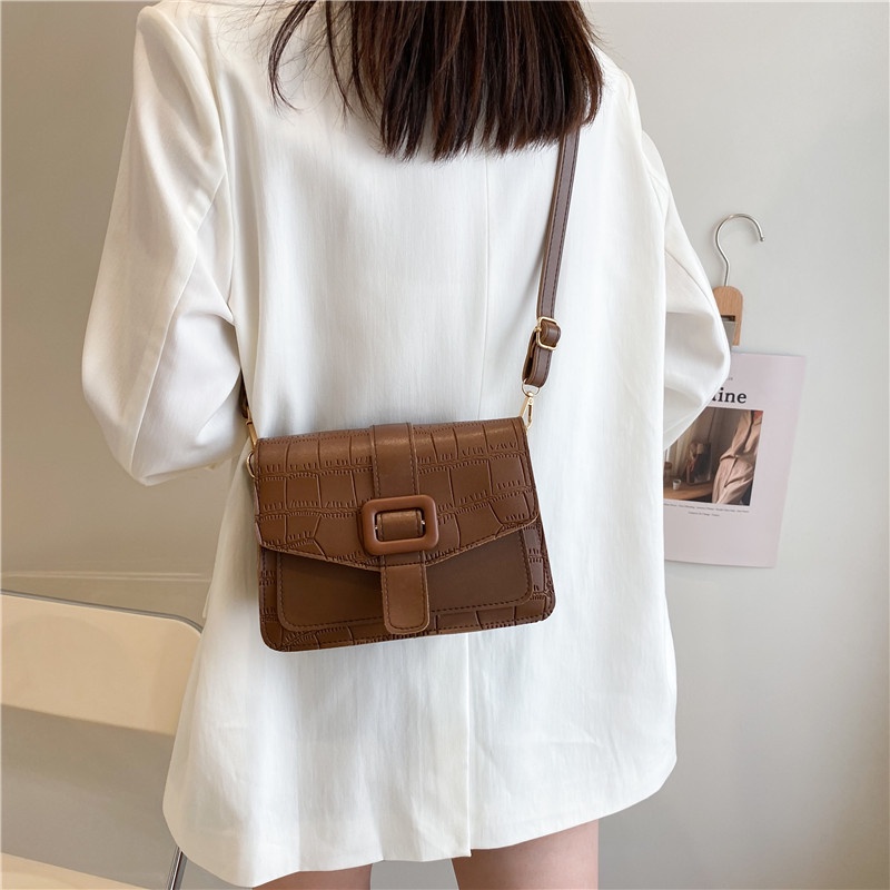 Túi Đeo Vai Dáng Vuông Vân Da Cá Sấu Kiểu retro Thời Trang Cho Nữ