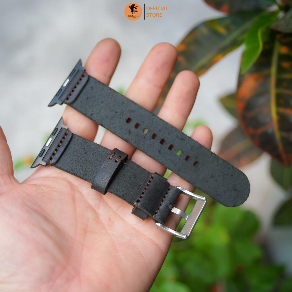 Dây Đồng Hồ AW 1,2,3,4,5,6,7,8, AW Ultra Da Bò Đen Bền Đẹp RAM Leather Simple