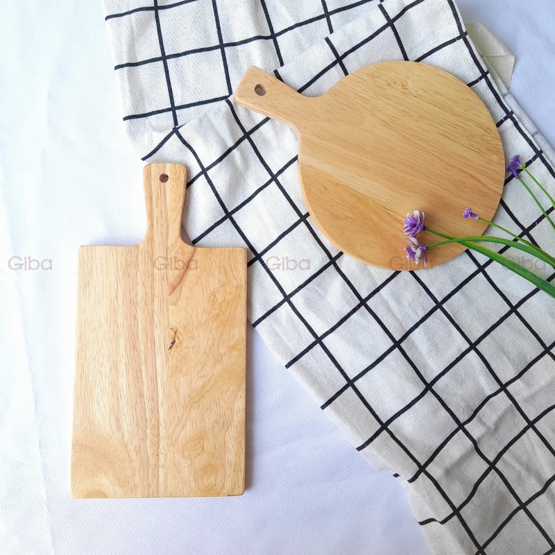 Thớt gỗ có tay cầm nhiều kiểu, phụ kiện decor chụp ảnh món ăn - GIBA