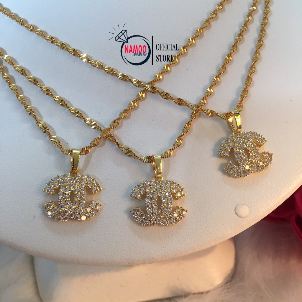 Vòng Cổ Nữ Đính Đá Siêu Bền Màu Mạ Vàng 18k V180 Namoo Jewelry