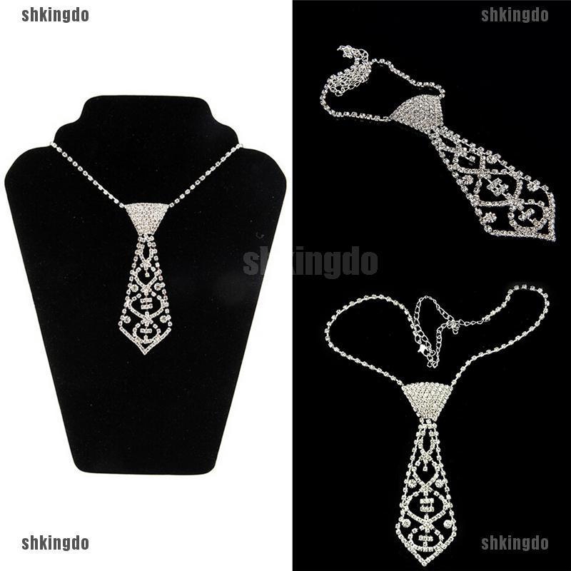 Dây chuyền thiết kế hình cà vạt đính kim cương giả hợp thời trang