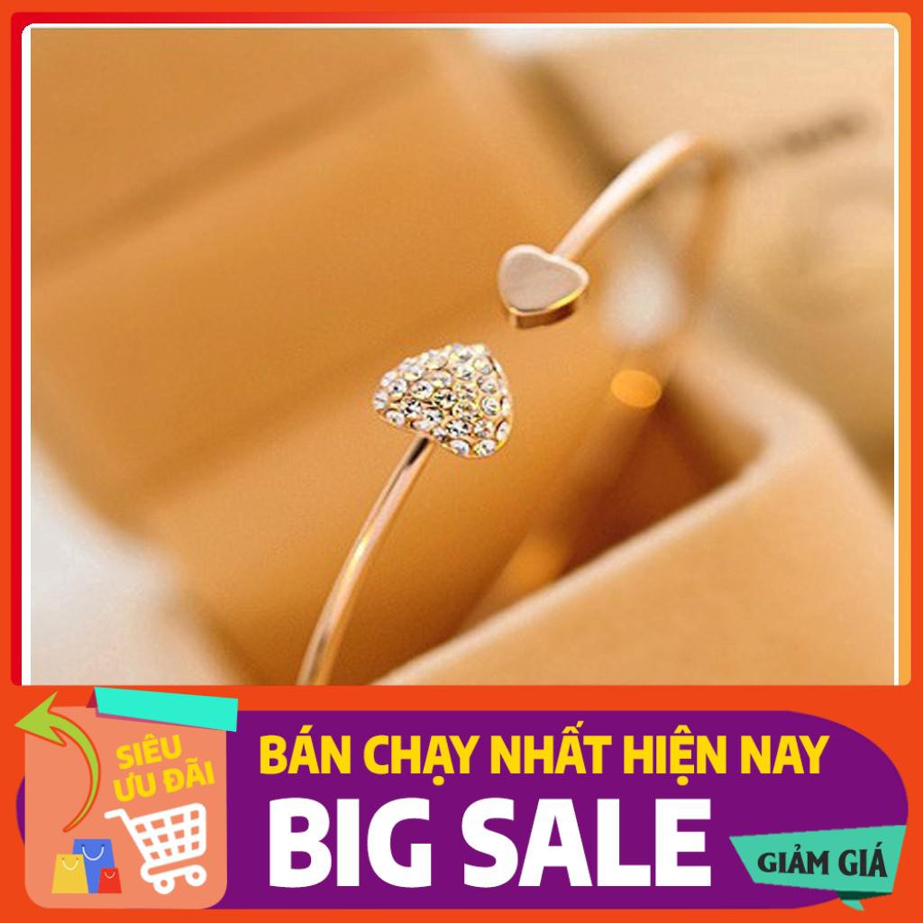 Lắc tay vòng hở họa tiết trái tim đính đá xinh xắn cho nữ | BigBuy360 - bigbuy360.vn