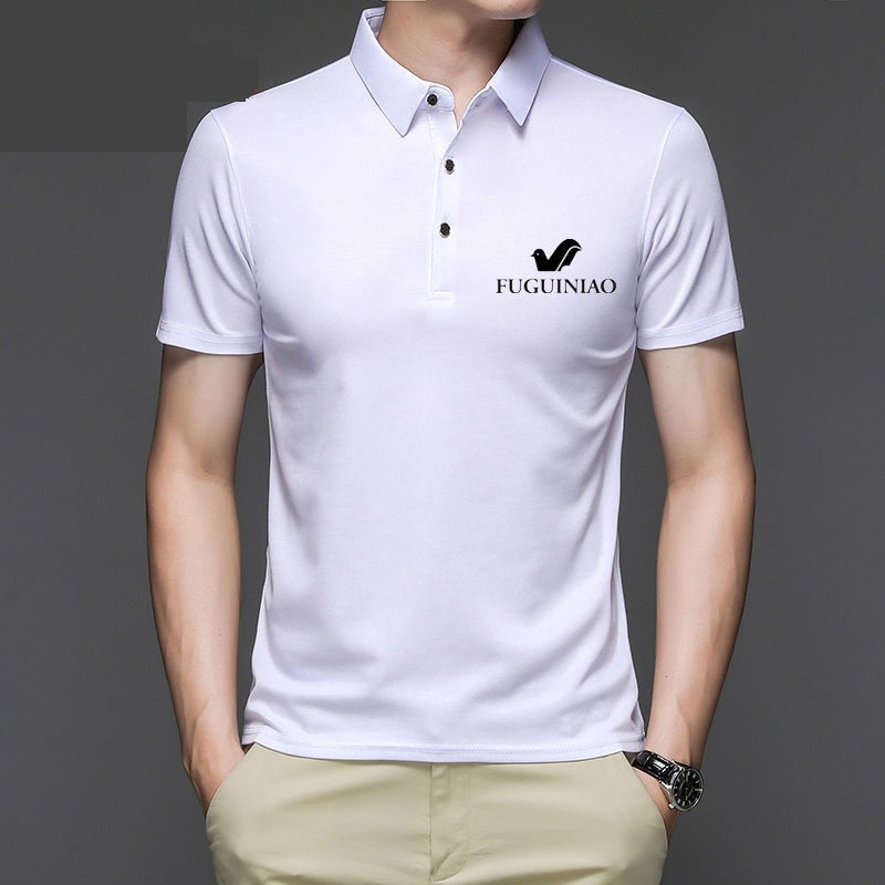 Áo thun polo tay ngắn dáng rộng vải lụa lạnh in họa tiết thời trang mùa hè dành cho nam