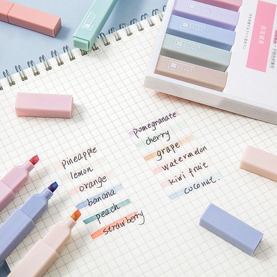 Bút highlight pastel 2 đầu B02 bút đánh dấu nhớ morandi từ vựng Tiếng Anh Taro Stationery