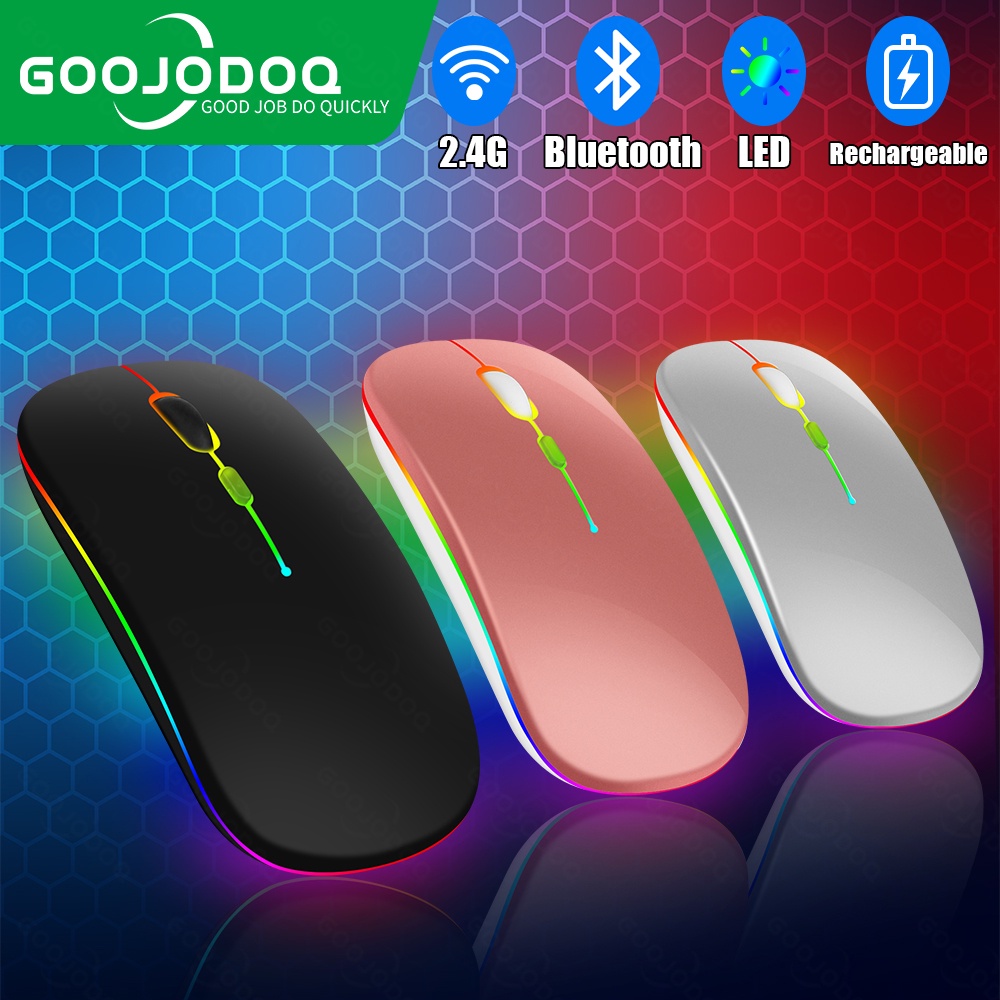 Chuột ko dây bluetooth GOOJODOQ im lặng siêu mỏng có đèn LED dành cho máy tính xách tay tablet táo PC | BigBuy360 - bigbuy360.vn