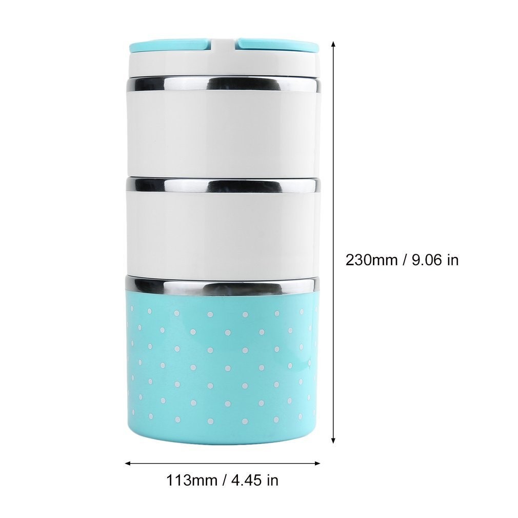 Cặp lồng chấm bi 3 tầng - Cặp Lồng Cơm 3 Tầng Giữ Nhiệt Chấm Bi Ruột Inox - Giao màu ngẫu nhiên