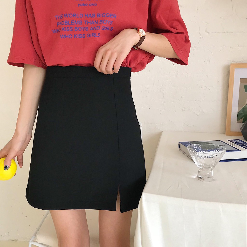 Chân váy chữ a xẻ tà mini Emilyshop
