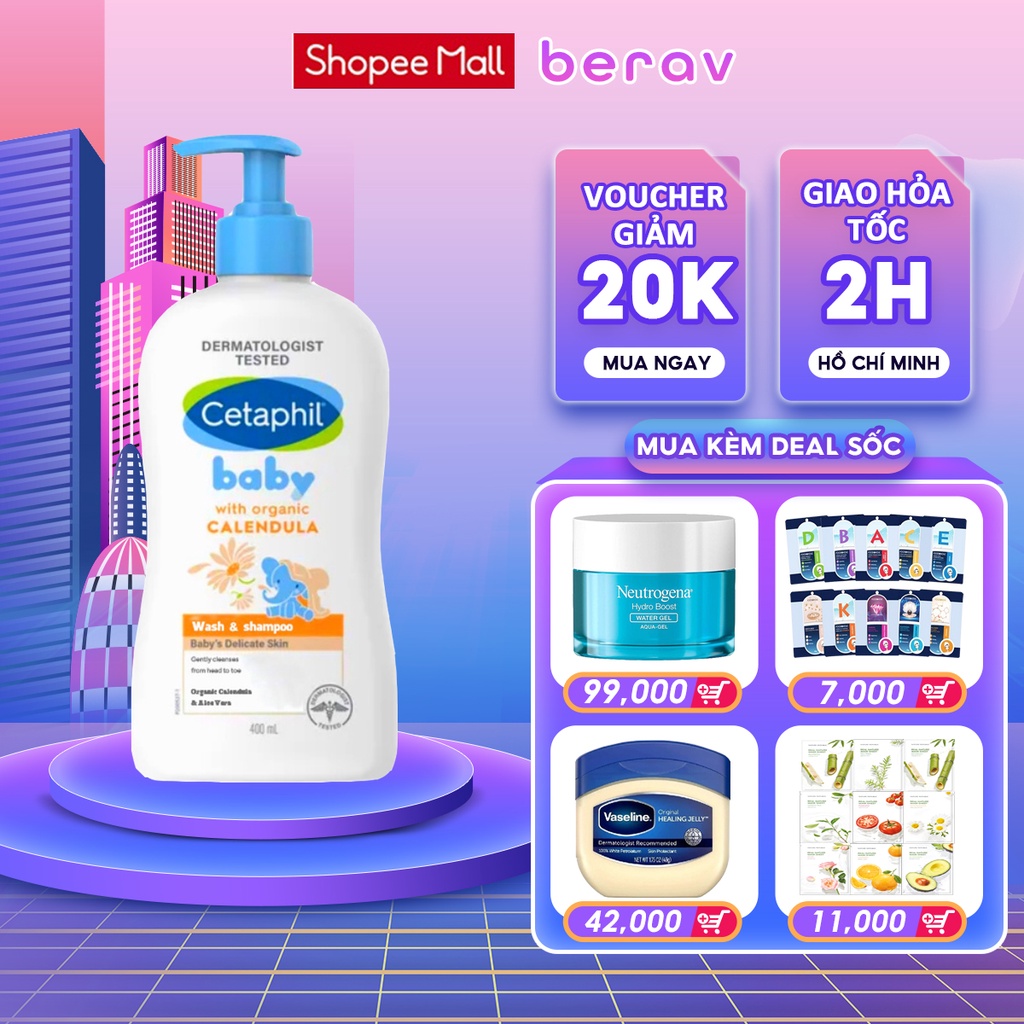 Sữa Tắm Gội CETAPHIL Dịu Nhẹ cho Bé Cetaphil BABY Wash & Shampoo with Organic Calendula 400ml