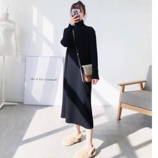 [Có sẵn] Váy Len Đũa Dáng Suông Quảng Châu 3 Màu Basic Hottrend