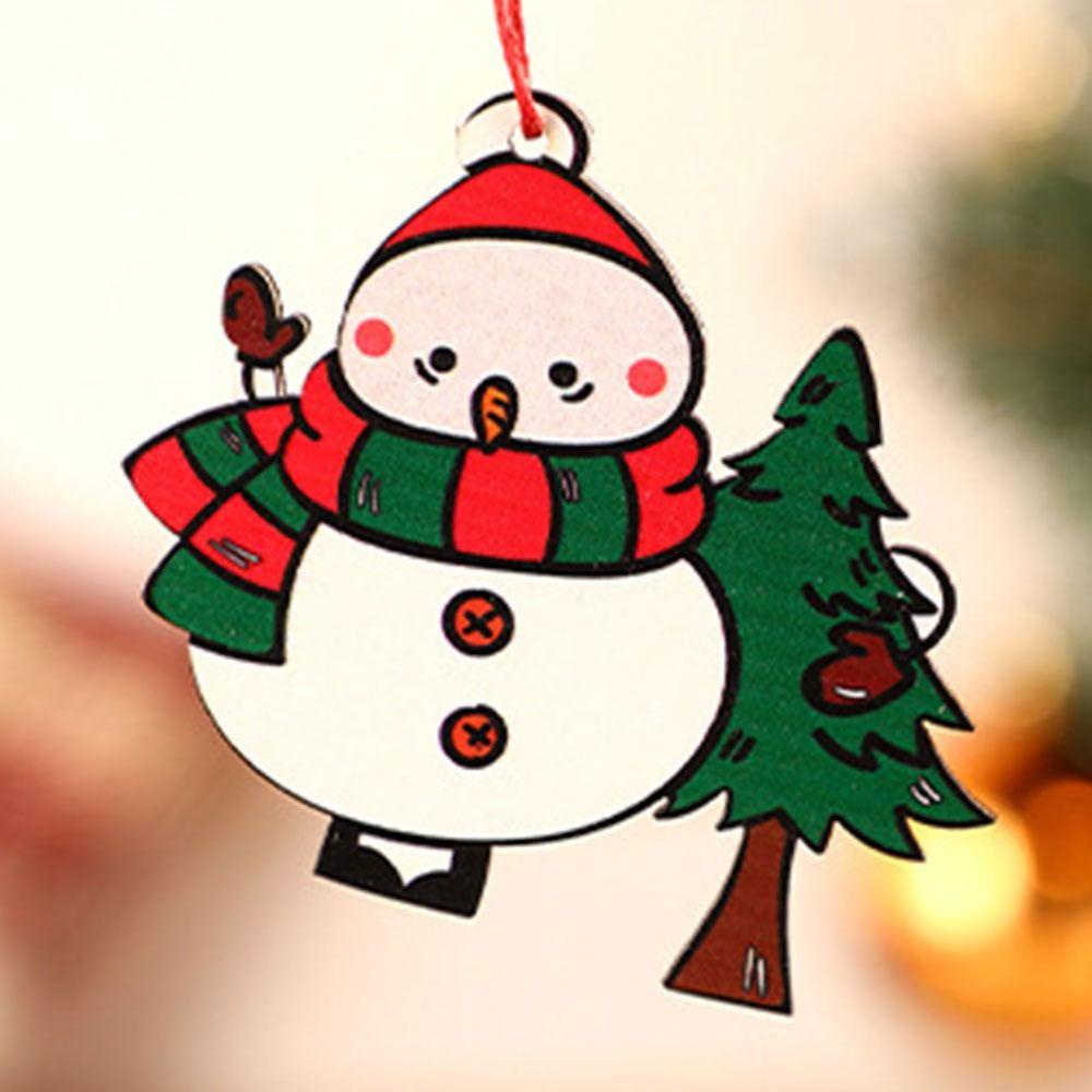 LET Set 9 Phụ Kiện Treo Trang Trí Giáng Sinh Hình Ông Già Noel Hoạt Hình Bằng Gỗ