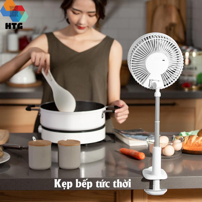 Quạt không dây 3 trong 1 mini để bàn, kẹp và gắn tường thế hệ mới, hàng chính hãng