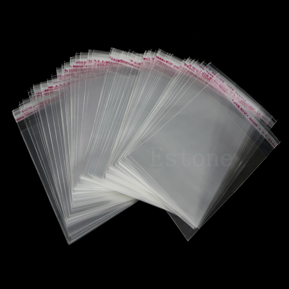 100 túi nylon bóng có keo dán miệng túi 8x12cm 3.1X4.7&quot;