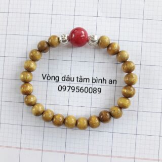 Vòng dâu tằm 2 bi bạc 1 viên đá