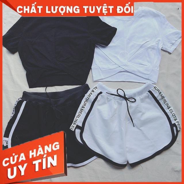 Áo croptop xoắn eo tay ngắn- vải dư xịn thun gân tăm