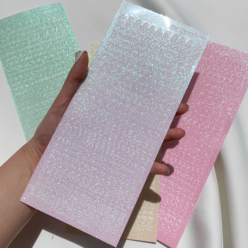 Miếng dán 001 6mm Sherbet hình bảng chữ cái màu holographic phong cách Hàn Quốc dễ thương dùng trang trí vật dụng DIY