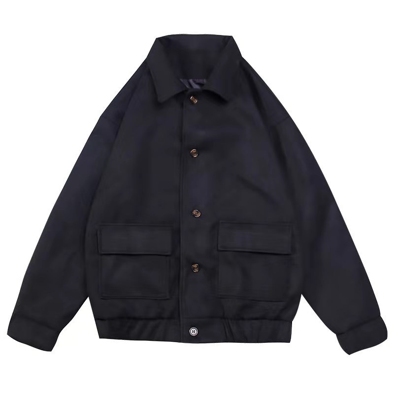 Áo khoác len dáng rộng màu trơn thời trang Hàn Quốc cho nam tf1