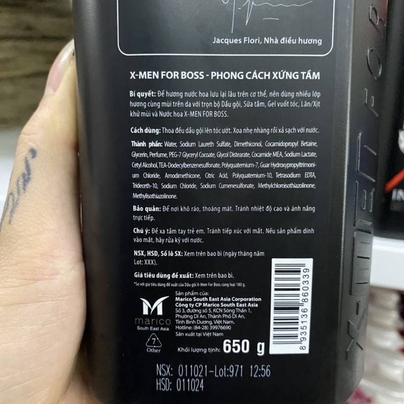 Dầu gội nước hoa X-Men For Boss Intense 650G