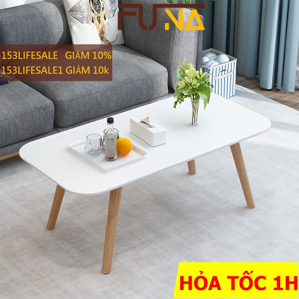 Bàn Trà Sofa/Cafe FUNA Hình Chữ Nhật Mặt Bàn Bo Góc Mềm Mại Chân Gỗ Tự Nhiên Cao Tựa Bệt 30cm hoặc Cao 40cm - BT02