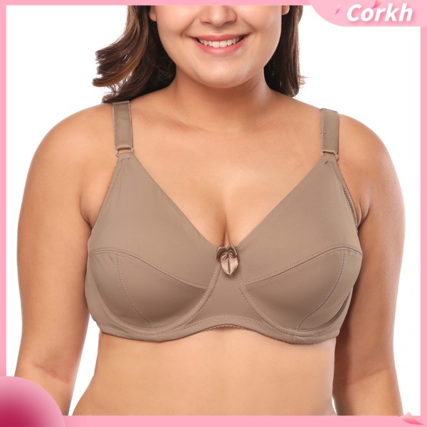 Women Large Cup Solid Color Bow Bra Underwired Push Up Full Coverage Underwear Áo ngực